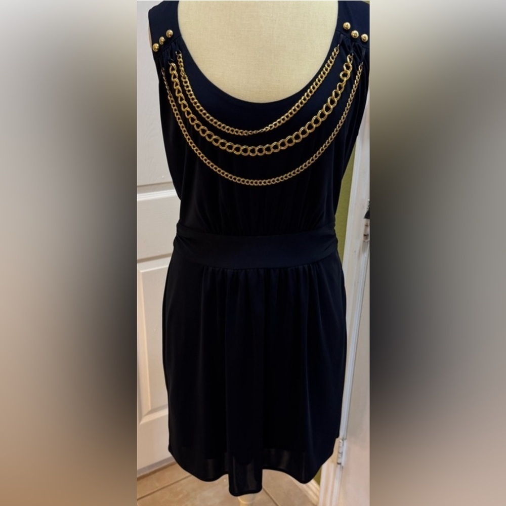 Milly Black and Gold Embellished Cocktail Gown - Picture 1 of 8